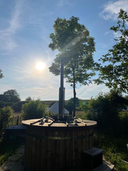 Wood fired hot tub at Belle Glamping