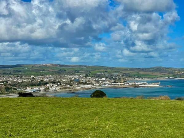 View of Mounts Bay from Trewarveneth Farm Campsite at Trewarveneth Manor Camping