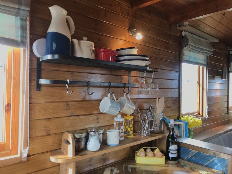 Kitchen area with basic cooking supplies