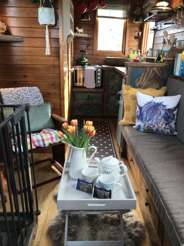 Seating area with woodburner