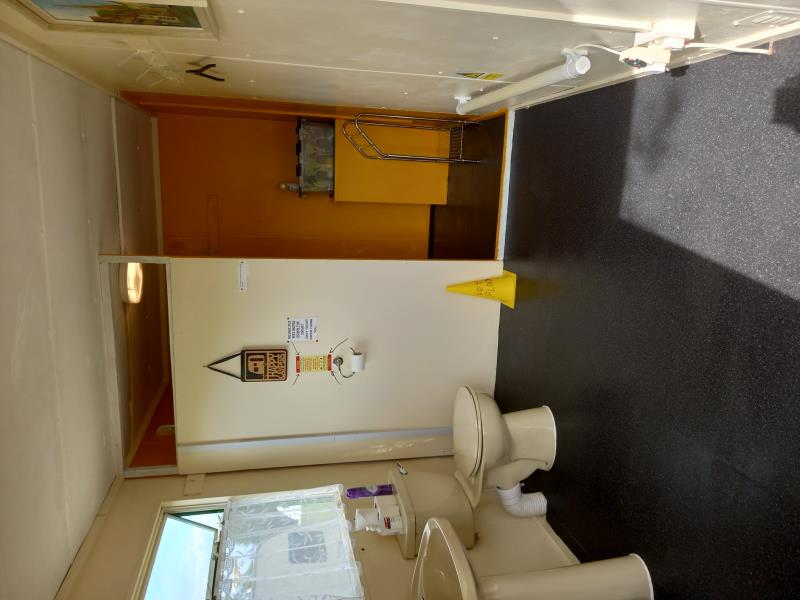 Inside the toilet block