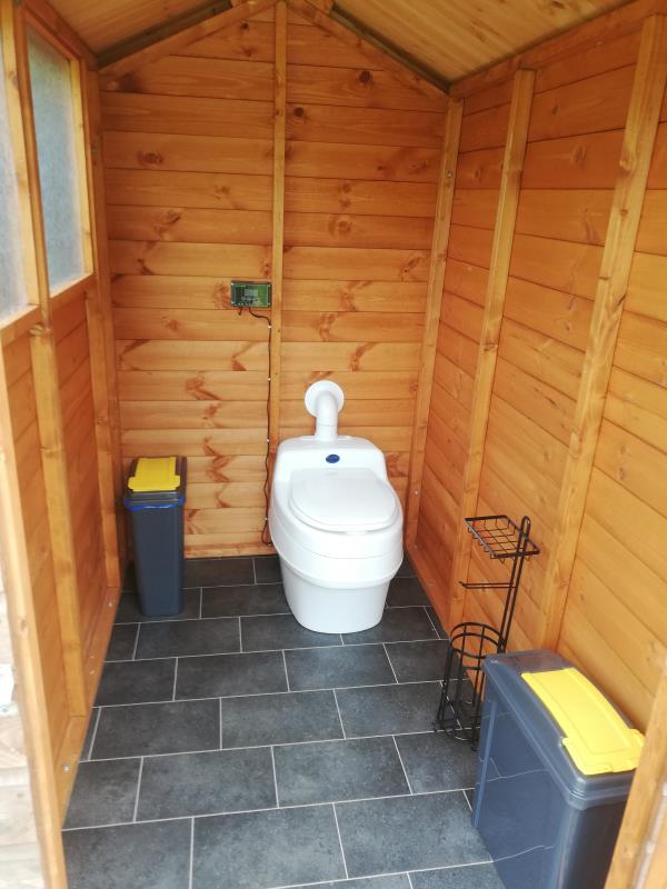 Solar powered composting toilet