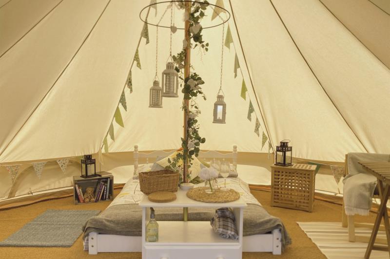 Inside one of our beautiful bell tents